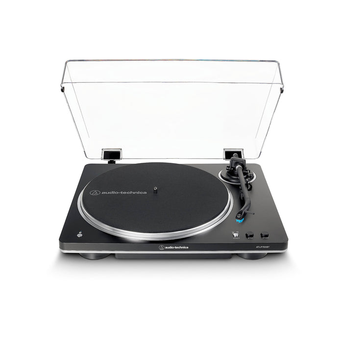 Audio-Technica AT-LP70XBTBS | Table tournante Stéréo - Sans fil - Bluetooth - Entraînement par courroie - Entièrement automatique - Noir/Argent | 01 | Sonxplus Victoriaville