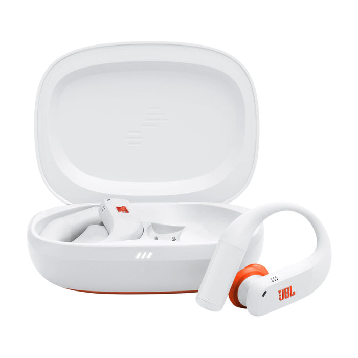 JBL Endurance Peak 4 | In-Ear Headphones - TwistLock  - White/Orange | 01 | Sonxplus Victoriaville